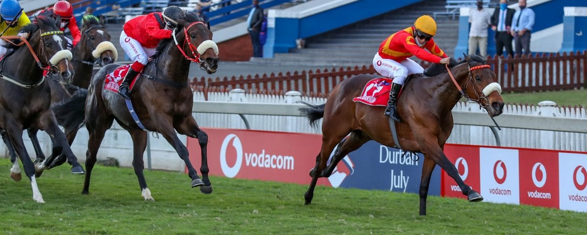 Belagarion wins the 2020 Vodacom Durban July. Images: Candiese Lenferna